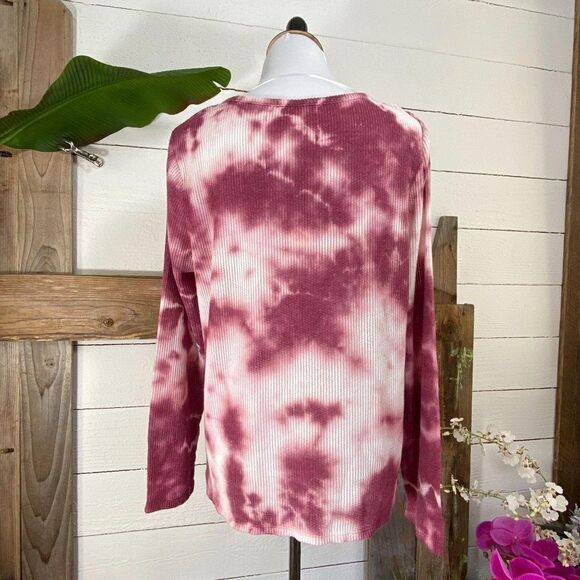 C & C California Pink White Waffle Knit L Tee NWT - Picture 8 of 10